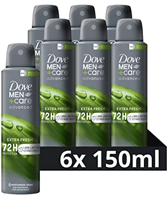 Dove Men+Care Advanced Extra Fresh Anti-Transpirant Deodorant Spray, bietet bis zu 72 Stunden Schutz vor Schweiß - 6 x 150 ml - Vorteilspack