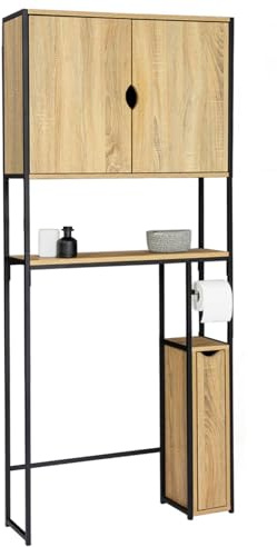 IDMarket - Mueble de inodoro 3 en 1 con armarios de almacenamiento Detroit, diseño industrial