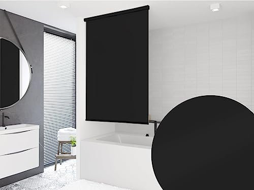 probath HALB Kassetten DUSCHROLLO Modell Uni SCHWARZ 7 Breiten ZUR Wahl (160x240 cm)