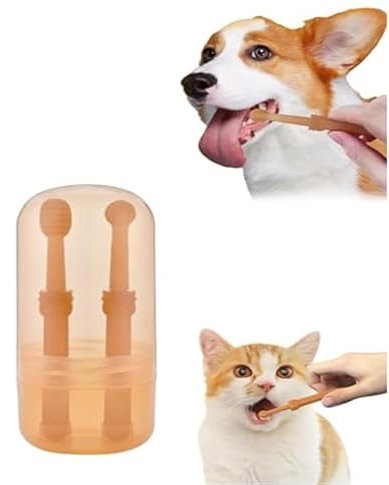 Feaolala Hundezahnbürste, flexible Bürste mit Zungenschaber, 360 Grad Silikon, Katzenzahnbürste, Silikon-Zahnbürste, weich und langlebig, für Katzen, Zungenreiniger für Haustiere (1 Stück)