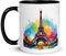 Tasse Paris Eiffelturm Frankreich Souvenir Reisebecher Denkmäler Design Romantik Eleganz Deko Kaffee Stadt Licht Tee Geschenk Original Kunst Frankreich Romantisch (Bunter Eiffelturm)