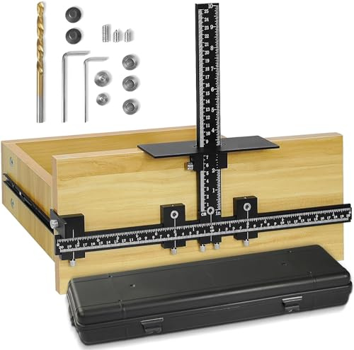 ZDYNASTY Kitchen Door Handle Jig - Aluminum Alloy Cabinet Template Tool Drill Guide Punch Locator Doweling jig for Installation of Handles Knob on Drawer Door Pulls