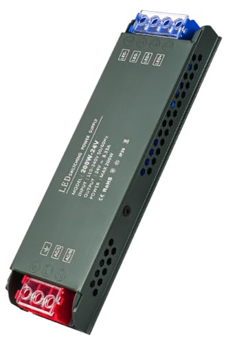 URAQT LED Trafo 24V 200W, LED-Treiber Netzteil 230v AC auf 24v DC, LED Transformator kein Rauschen -8,33A Adapter Konstantspannung für Beleuchtung, Ultradünn NiedervolttrafoTrafo, Überlastschutz