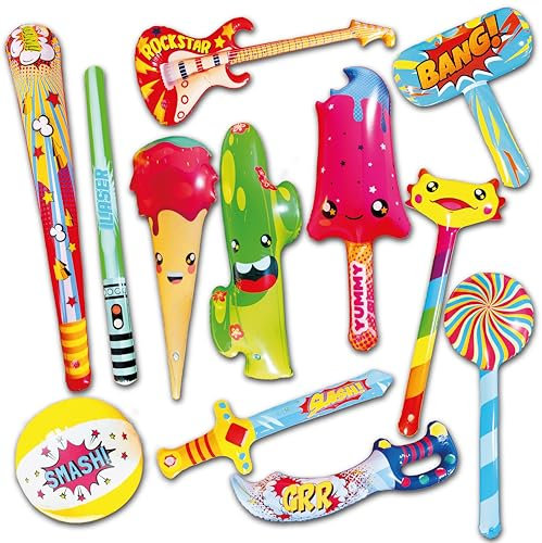 Lavatelli - 12 pieces inflatable toys for kids, various shapes from 40 to 100 cm, games, gift idea, gadgets, Party favors, stress relief, goodie, Pinata and Bag Fillers for Boys Girls Birthday