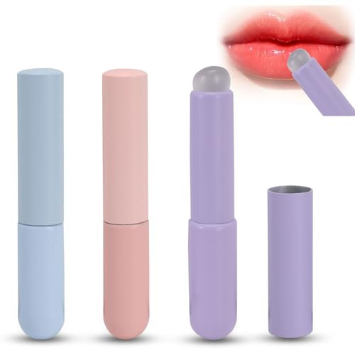 Yitexin 3 st elastisk silikonläppborste med lock, vinklad multi-purpose silikon läppapplikator, återanvändbar sminkläppmask för Concealer Eyeshadow Balm Foundation