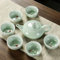 Chinesisch Kung Fu Teeservice, Koi Keramik Teekanne Set,Japanische Teetasse Handgemachte Porzellan Teekanne und 6 Teetassen Set Tee-Liebhaber Tee Set (Hellgrün, Ökobox)
