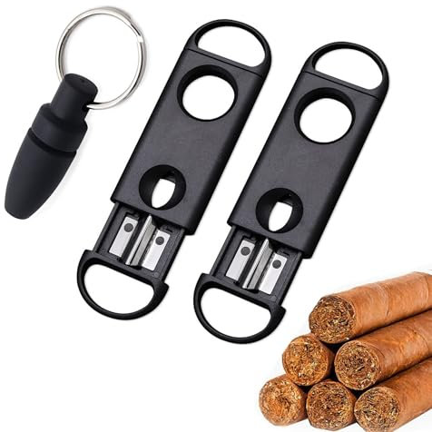 RUIENGCOMM 3 forbici per sigari a doppia lama in acciaio inox, accessori con punzonatrice per sigari tipo V tagliasigari in acciaio inox, strumento portatile per aprire sigari per gli amanti dei