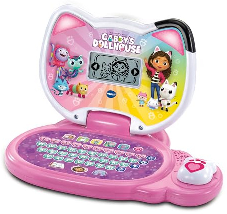 VTech Gabby's Dollhouse - Lernlaptop – Lerncomputer mit QWERTZ-Tastatur und Inhalten zu Buchstaben, Buchstabenlauten, einfacher Addition und Subtraktion u. v. m. – Für Kinder von 3-6 Jahren
