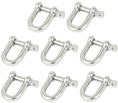 Grilli ad anello a D da 4 mm M4 - Lucchetto di sicurezza per impieghi gravosi in acciaio inossidabile 304, grillo ad arco a forma di D per catene/funi metalliche/sollevamento, uso nautico e all'aperto