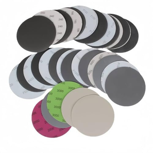 Papier Abrasif 125mm 50 Pièces Papier de Verre 100 240 320 400 600 800 1000 1500 2000 3000 Feuille Abrasive Set Ponceuse Excentrique Papier Qbrasif pour Métal Bois Peinture Auto