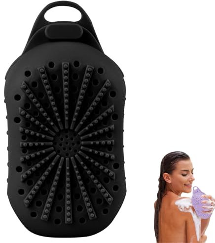 ZhaoCo Sacchetto di sapone in silicone e sacchetto per sapone da utilizzare nella doccia, asciugatura rapida e senza muffa, diversa rugosità su entrambi i lati, spugna per doccia Body Scrubber (nero)