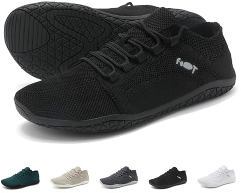 Wizshoe Barefoot Zapatillas de Trail Running Hombre Mujer Minimalistas Sneakers Zapatos Descalzos Ligeras Verano Barefoot Shoes Calzado para Gym Playa Correr Senderismo Transpirables Negro 43 EU