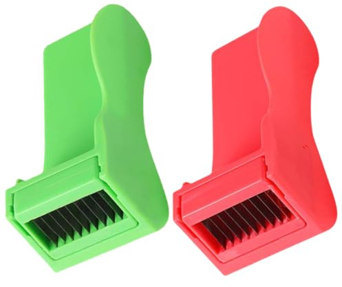 HOMOBABE Cortador De Verduras Multifuncional Rallador Para Judías Verdes 2 Piezas Rojo y Verde Plástico Seguro Protector De Dedos Utensilio De Cocina Para Uso Doméstico