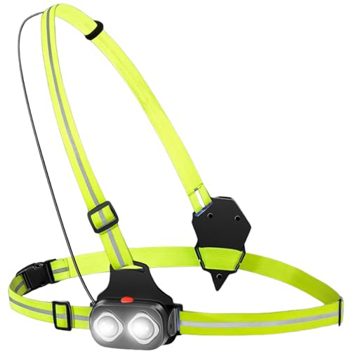 Luce da corsa con riflettori, 2 modalità e 90°, lampada toracica regolabile, 500 lumen, lampada impermeabile per corsa, lampada toracica ricaricabile USB, luce LED per jogging, campeggio, escursioni