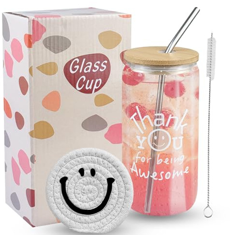 WAIZHIUA Bicchiere con coperchio e cannuccia, bicchieri da cocktail con sottobicchiere, bicchieri da birra da 500ML, set di bicchieri adatti per tazze di caffè freddo, limonate, frullati, birra