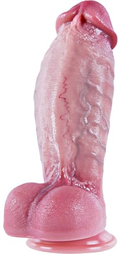 Dildo gigante realistico da 25 cm, diametro 6,7 cm, in silicone a doppia densità, con ventosa grande, asta spessa e curva, stimola il punto G, ideale per uomini e donne esperti