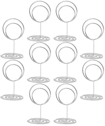 DOITOOL Lot de 10 Pinces Porte-Cartes de Table 50 Mm en Fer Argenté, Support Porte-numéro Polyvalent pour Mariage, Restaurant et Bureau, Porte-mémos Multifonction pour Présentation
