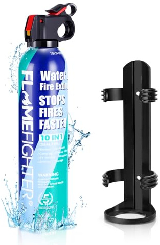 FlameFighter 600ml Feuerlöschspray für Haushalt und Küche, Feuerlöscher mit Halter, Ideal Auch für Unterwegs, Löschspray Feuertyp A&B für Grill, Auto, Boot, Camping