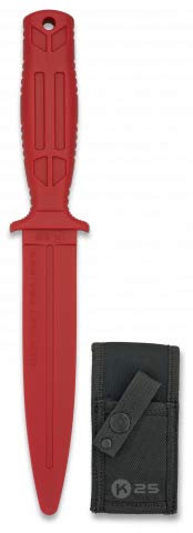 Couteau d'entraînement en caoutchouc rouge K25 31994-RO pour entraînement d'arts martiaux, dummy, airsoft, paintball, pratiquer, décoration, 100 % sûr K25 31994-RO + porte-bouteille en cadeau