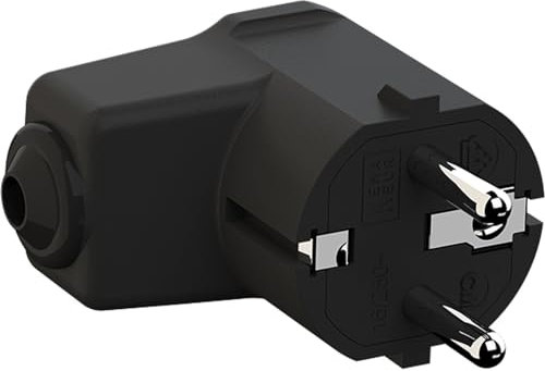 BACHMANN Fiche coudée de montage noire, CEE 7/7 2 pôles avec contact de protection