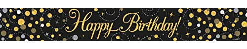 British Ballet® Happy Birthday Banner - Black & Gold Foil - Shiny - BANBG