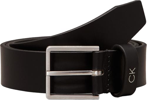 Calvin Klein Uomo Cintura Formal Plaque Belt 3.5 cm Cintura in Pelle, Nero (Ck Black), 115 cm