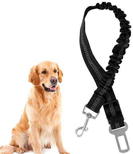 Redamancy Justerbart bilbälte, 1 pack universell nylonsele med karbinhake, bälte för alla raser hundar och katter, svart