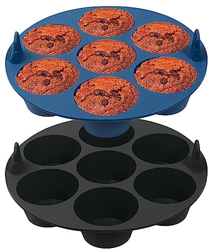webake Silicone Muffin Cases for Air Fryer 2 Pcs 7-Cup Cupcake Moulds Muffin Cupcake Baking Trays for Yorkshire Pudding Pies, Cupcakes, Muffins