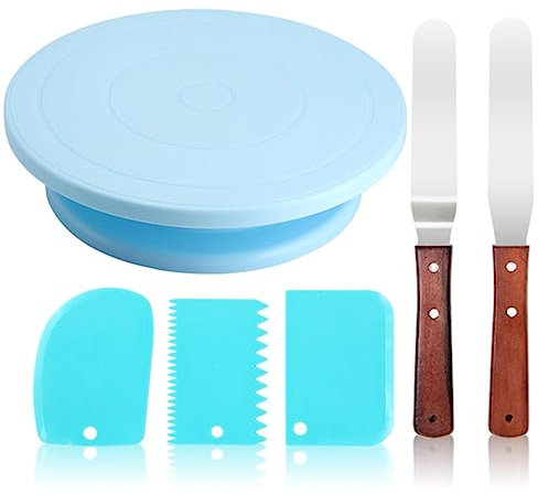 Nuovo giradischi per torte Kit di strumenti per decorare torte Tavola rotante Strumento per la cottura Ugello per tubazioni Set di sacchetti per tubazioni Set di forniture per la cottura-Set8