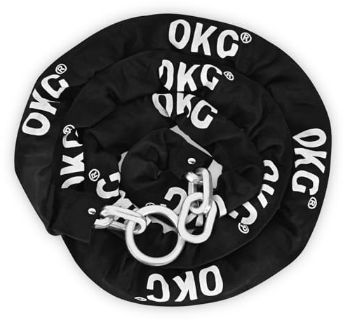 OKG Catena di sicurezza di alta qualità, 5,9 kg, 3 m x 0,9 cm, spessa catena quadrata resistente, catena antifurto in acciaio temprato, ideale per moto, bici elettriche, attrezzi da giardino,