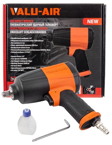 FORCEKRAFT Pneumatischer Schlagschrauber 1/2 Zoll – Leistungsstarkes Werkzeug für Werkstatt & Montage – Hohe Drehmomentkontrolle, robust, ergonomisch, leicht, ideal für Profis und Heimwerker