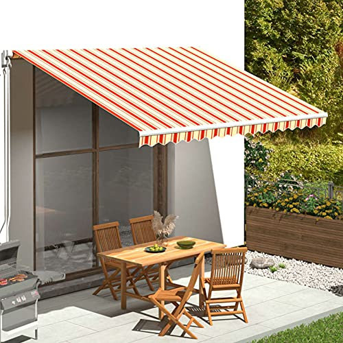 Homgoday UV-Beständig Markisöverdrag 380x295cm - Gul/Orange, Polyester, 4x3m Stativ