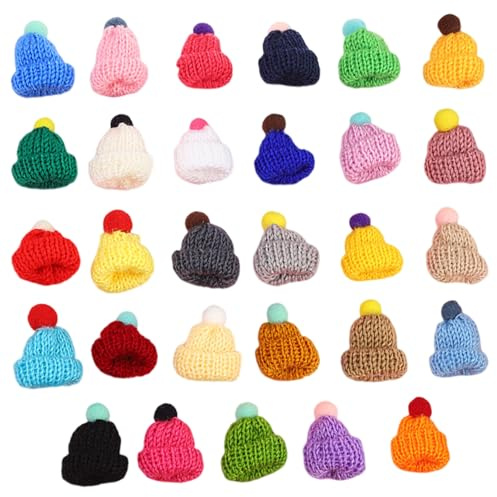 100 st mini tomteluvor för hantverk blandade färger mini julhattar med en söt plyschboll ullgarn stickning minihattar för julhantverk juldekorationer