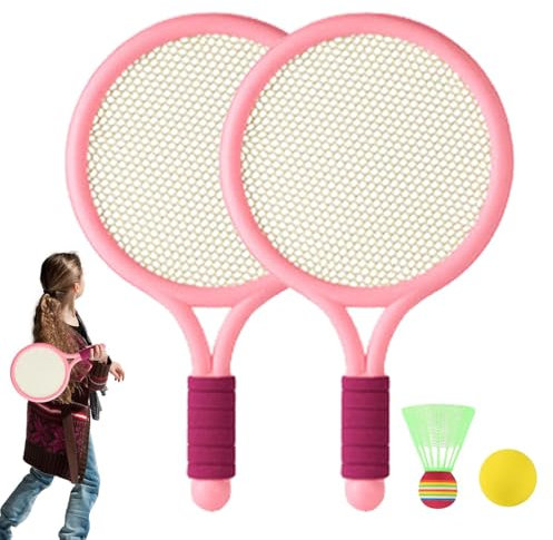 Kinder-Badmintonschläger,Badmintonschläger-Spielzeug, Sport-Badmintonschläger-Set für die Familie, Mit Federball und Tennisball, Zwei Spieler, Sportspielzeug für die Familie