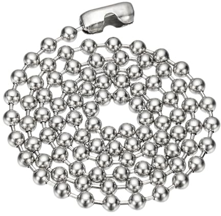 PATIKIL Silver-tone Beaded Chain Necklace, Titanium Steel 2mm Bead Ball Chain Necklace Y2K Punk Necklace for Women and Men Jewelry Gift, 18 Inch Length