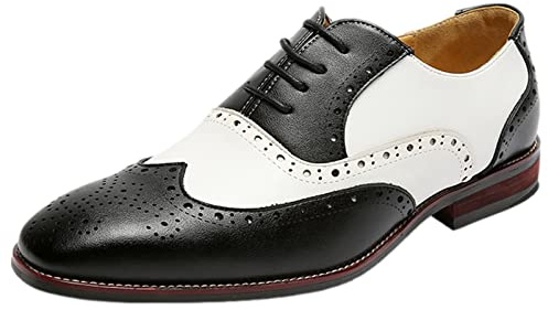 ANUFER Hombres Guapo Zapatos Brogue Zapatos de Boda Oxfords Cuero de Microfibra Colores de Costura Zapatos de Vestir Formales