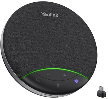 Yealink Sp92 Conference Speaker and Microphone with Bluetooth Dongle, Teams Certified, Noise Reduction, 20H Call Time USB Speakerphone for 4-6 People Meeting Room