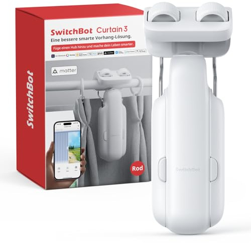SwitchBot Apri Tende Intelligente - Telecomando Bluetooth con App/Timer, Aggiornamento delle Prestazioni, Aggiungi SwitchBot Hub per farlo funzionare con Alexa, Google Home, HomeKit (Curtain 3, Rod)