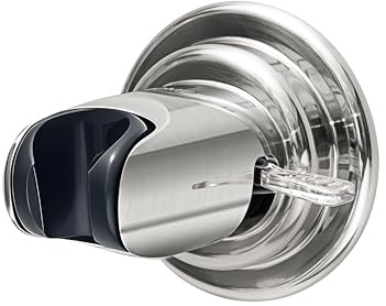 HOME&I Suction Cup Shower Head Holder – Fixed Vertical Mount only, Waterproof ABS Plastic, Vacuum Suction, Shower Hose Mount – No Drilling, Reusable (Polished Nickel)