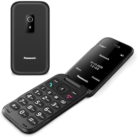 Panasonic KX-TF600 Telefono 4G Facile, Chiamate VoLTE Chiare, 290 Ore Standby, Ricarica Rapida USB-C, Display 2,8, Bluetooth, Torcia LED, Resistente IP44, Tasti Illuminati, Nero