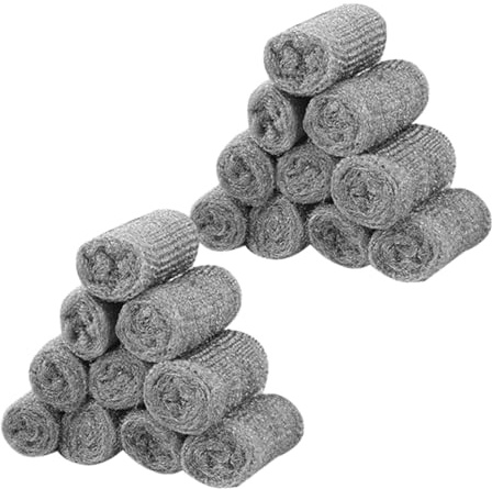 HAMPPLIES Lana de Acero Inoxidable Ultrafina para Limpieza, Estropajos de Acero 24 Unidades (2 Paquetes), Compactos y Duraderos para Fregaderos, Ollas y Superficies de Cocina