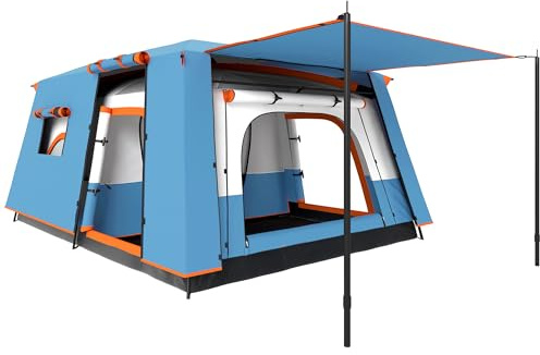 Outsunny Tente de camping familiale 4-5 personas, tente túnel imperméable, portes + fenêtres, ventilée, sac de transporte inclus, facile à monter, 4,3 x 3 x 1,95 m, bleu