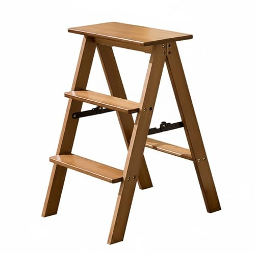 HUHJYUGE Escalera Plegable, Taburete De Madera Natural, Escalera 3 4 5 Peldaños, Taburete Escalera Doméstico, Diseño Moderno, Ahorro De Espacio, Ligero Práctico, para Cocina, Armario, Baño