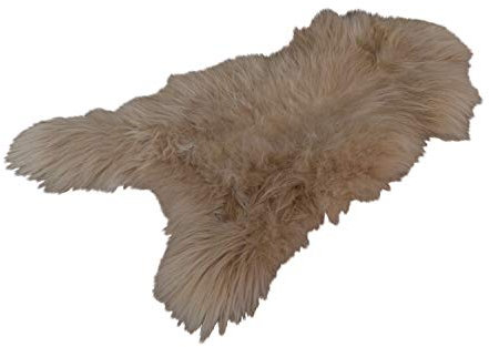 Naturasan Alfombra de Piel de oveja islandesa, Icelandic Sheepskin, Alfombra Piel de Cordero, Color cappuccino, largo 90 -100
