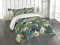 ABAKUHAUS Hawaii Tagesdecke Set, Bunte Polynesien Pflanze, Set mit Kissenbezügen Romantischer Stil, für Doppelbetten 264 x 220 cm, Fern Green Jade Grün Orange