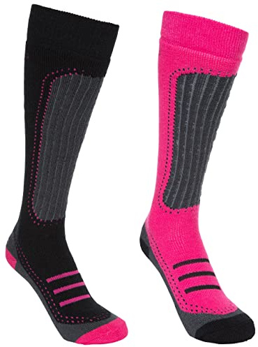 Trespass Janus II - Calcetines de esquí femeninos (paquete de 2 pares) - 0, mujer, azul - Bermudas / Azalea