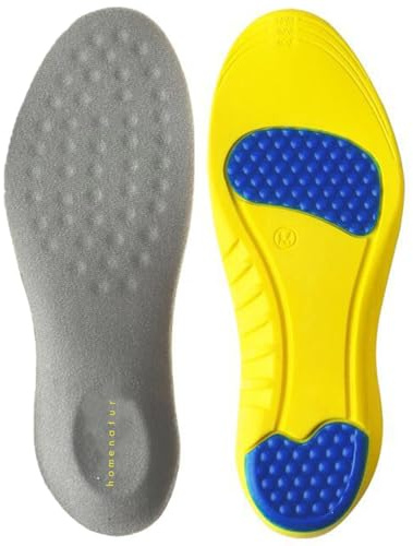 HOMENATUR Plantillas Gel Hombre Trabajo Mujer - Uso Diario Calzado Deportivo - Diseño Flexible y Transpirable - Cuidado de Pies - Silicona Foam Memory Alivio Taloneras - Padel Ciclismo (M)