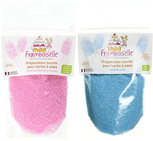 Framboiselle Préparation Sucrée Barbe à Papa Couleur Rose 160 g & Préparation Sucrée Barbe à Papa Couleur Bleu 160 g