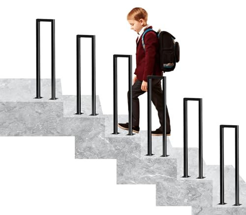 Ringhiera a Forma di U per Esterni e Interni, Corrimano in Ferro Moderno Nordico, Parapetto Antiscivolo Quadrato per Scale, Ville e Corridoi (35 cm, Nero, 1)