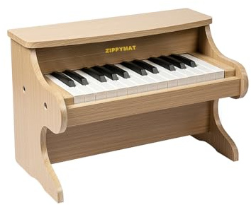 ZIPPY MAT Kids Piano Keyboard, 25 Keys, Mini Musical Learning Instrument, Toy, Wooden Piano for Kids Toddlers Girls Boys (Oak)
